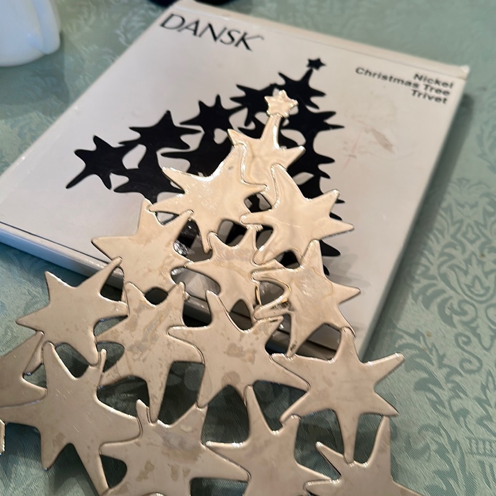 Dansk Metal Christmas Holiday Tree Footed Trivet